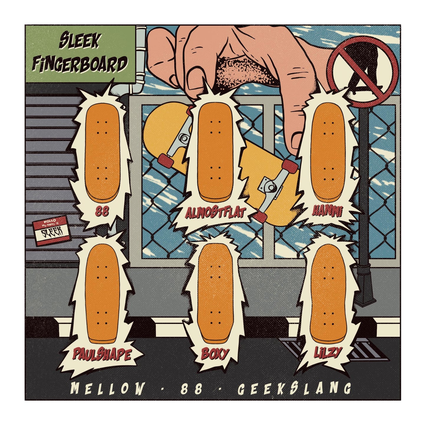 Sleekfb La Flame 33/34mm Deck - Split Xanh Lá Green